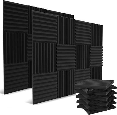 Siless 52 Pack Acoustic Panels 1 X 12 X 12 Inches - Acoustic Foam - Studio Wedges - Charcoal