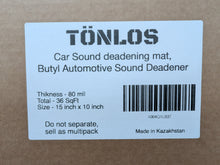 TÖNLOS 80 mil (2mm) 36 sqft Car Sound Deadening mat - Butyl Automotive Sound Deadener - Noise Insulation and Vibration Dampening Material (36 sqft)